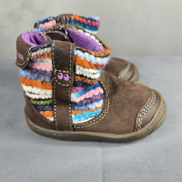 Stride Rite Other - Stride Rite Surprize Adora Boots Toddler Girl 3 Brown Multi Tweed Knit Ankle Zip